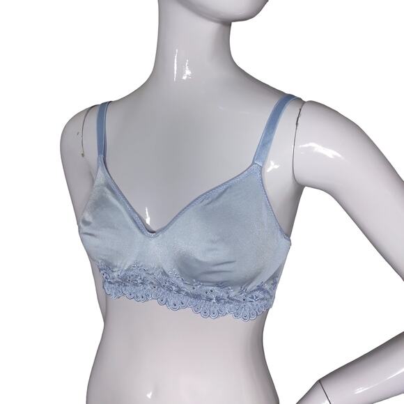 Vintage Olga Bra Size 32 DD Light Blue Lightly Lined Wired - Picture 1 of 13